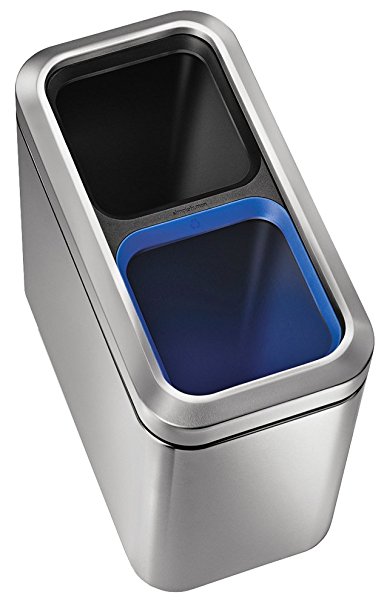 simplehuman, Slim Open Recycler Trash Can, Stainless Steel, 20 L / 5.3 Gal