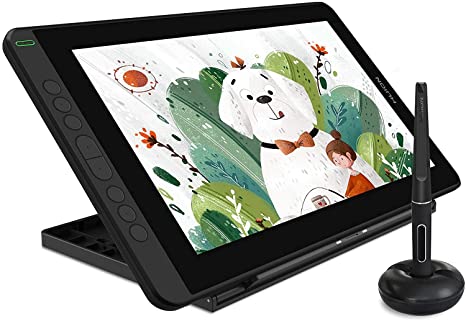 HUION Kamvas 12 Drawing Graphics Tablet Pen Display Battery-Free Stylus Tilt Function 8192 Pen Pressure 11.6 inch 120% sRGB with Adjustable Stand - Black