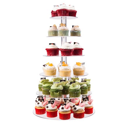 CO-Z 6-Tier Acrylic Round Cupcake Stand Tower fits 60x5cm Cupcakes for Wedding Party 5.9" 7.5" 8.8" 10" 11.8" 13.4"