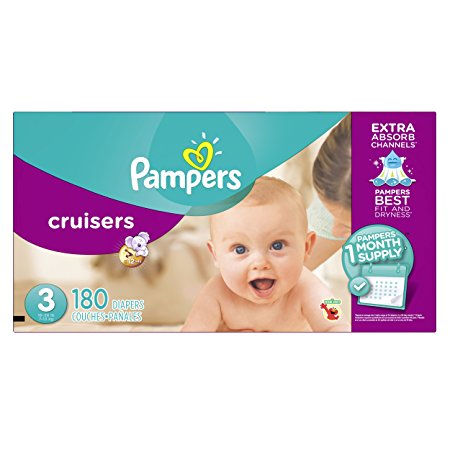 Pampers Cruisers Diapers Size 3, 180 Count (One Month Supply)