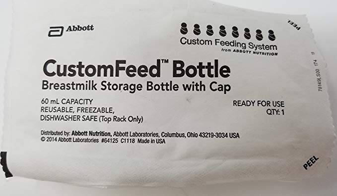 CUSTOMFEED BREASTMILK BOTTLE 60ML W/CAP case of 100