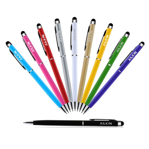 iPhone 6  iPhone 6 Plus Stylus Styli Touch Ballpoint Pen Ailkin Multi Function 10-Pack 2-in-1 Universal Capacitive Stylus Styli Touch Ballpoint Pen for iPad Mini Air 2  iPad 234  iPhone 6 476 Plus 5555s5c4s Nexus 57 Samsung Galaxy Tab 432 Galaxy S5S4 HTC One M8M7 and other Touchscreen Devices -Colorful