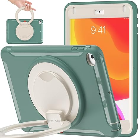 BATYUE iPad Mini 5 Case & iPad Mini 4 Case;for iPad Mini 5 (2019) & iPad Mini 4 (2015);Protective Rugged Case with Pencil Holder, 360° Swivel Stand;iPad Mini Case for Kids, Boys, Girls - EmeraldGreen