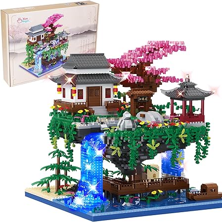 Kimiangel Cherry Bonsai Tree Building Set, Not Compatible with Lego Architecture Set for Adults, Japanese Sakura Tree House Building Kit with Light, Gift for Christmas（3220 PCS