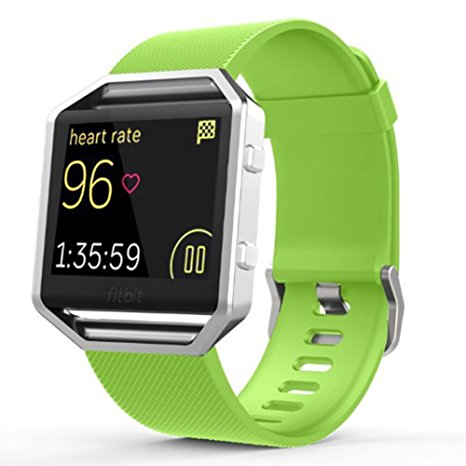 Fitbit Blaze Watch Band Small, GTIMES Soft Silicone Replacement Sport Strap Band with Quick Release Pins Wristband for Fitbit Blaze Smart Fitness Watch, Frame Not Included, Green