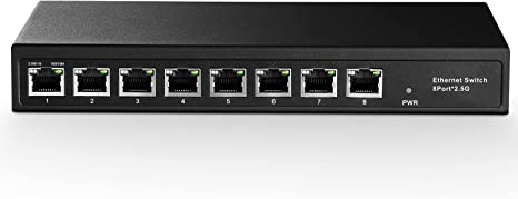 8 Port 2.5G Switch, 8 x 2.5 Gigabit RJ-45 Base-T Ports, Unmanaged Multi-Gigabit Desktop Ethernet Switch