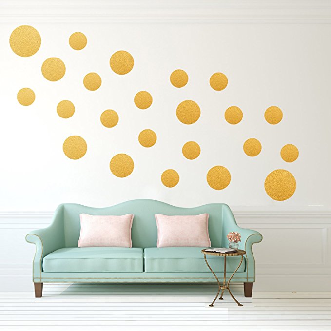 Gold SHINY Polka Dot Wall Decals(23 Big and Small Dots),Metallic Polka Dots Wall Stickers With Gift Box for Kids Room,Nursery Room.