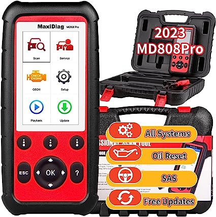 Autel OBD2 Scanner MaxiDiag MD808 Pro Code Reader, 2023 Newest Upgraded Version of Autel MD808/MD806, All Systems Diagnostics, Oil Reset, EPB, SAS, BMS, Throttle, AutoScan, Free Lifetime Upgrade