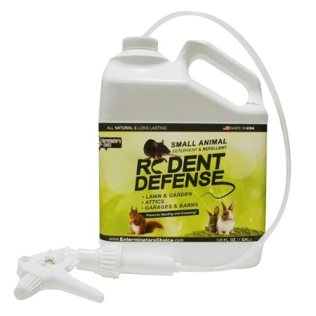 Rodent Defense Natural Small Animal Repellent and Deterrent by Exterminator's Choice-One Gallon (128 oz) for Squirrels, Rats, Rabbits, Raccoon, Gopher and More! Safe around Pets and Kids