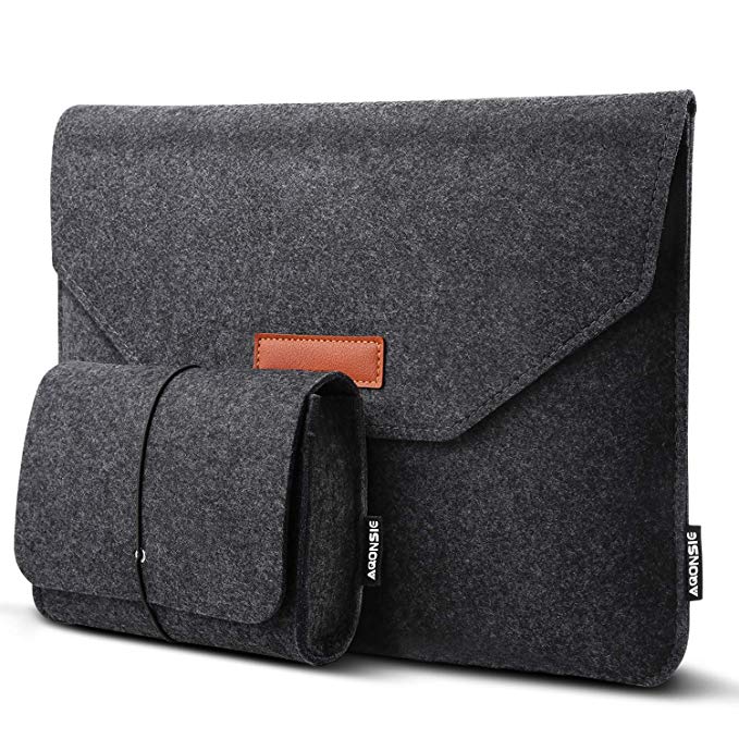 Christmas/New Year Gifts 13-13.3" laptop bag with extra storage pouch,13.3-inch felt sleeve Ultrabook laptop case for 13-inch MacBook Pro 2016/2017/18,13" MacBook Air 2018, iPad Pro 12.9 laptop bag