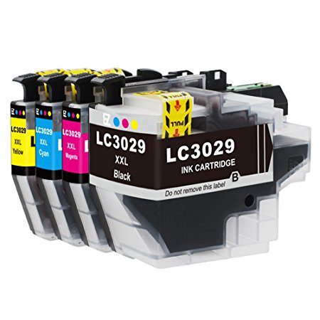 E-Z Ink (TM) Compatible Ink Cartridge Replacement for Brother LC3029 XXL (1 Black, 1 Cyan, 1 Magenta, 1 Yellow) Works with MFC-J5830DW MFC-J5830DWXL MFC-J5930DW MFC-J6535DW MFC-J6535DWXL MFC-J6935DW