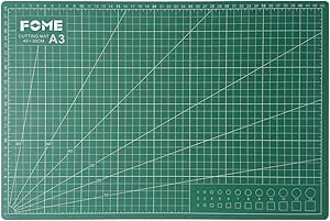 Self-Healing Cutting Mat A3, FOME 5 Layer PVC Construction A3 Size Cutting Mat 17.7x11.8in Double Sided Non-Slip 3mm Thick Professional Gridded Rotary Cutting Board for Crafts Green