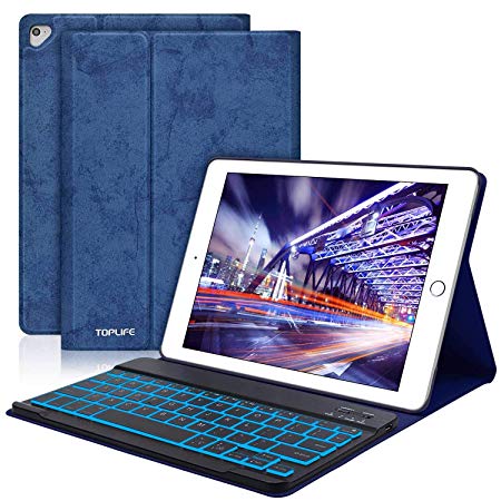 iPad 9.7 Keyboard Case for iPad New 2018 6th Gen/iPad Pro 2017/iPad Air 2/iPad Air, Slim Cover, Smart Auto Sleep-Wake, Magnetic Leather Shell for iPad 9.7 inch (Blue)
