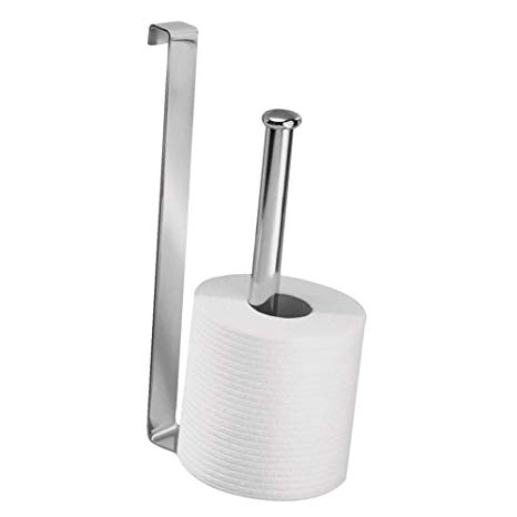 InterDesign Classico Over Tank Vertical Toilet Paper Holder – Extra Bathroom Toilet Roll Storage, Chrome