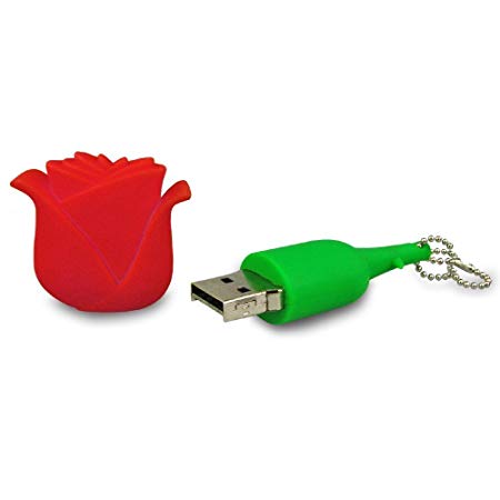 WooTeck 32GB Cartoon Lovely Rose Flower USB Flash Drive,Red