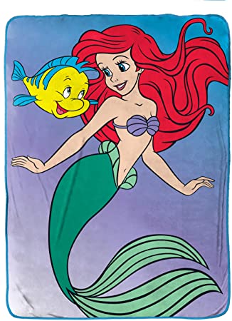 Jay Franco Disney The Little Mermaid - Mermaid Hair Don’t Care Raschel Blanket - Measures 60 x 80 inches, Kids Bedding Features Ariel - Fade Resistant Super Soft - (Official Disney Product)