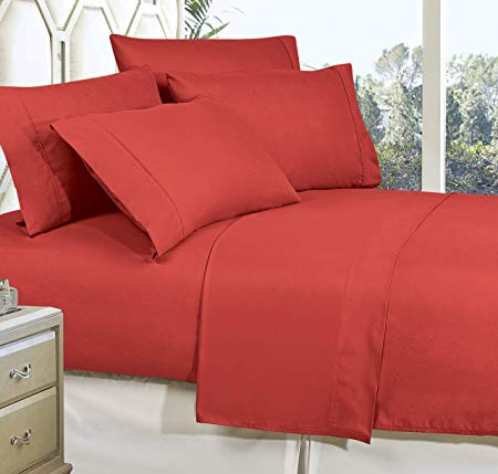 Celine Linen Best, Softest, Coziest Bed Sheets Ever! 1800 Thread Count Egyptian Quality Wrinkle-Resistant 3-Piece Sheet Set with Deep Pockets 100% Hypoallergenic, Twin Rust