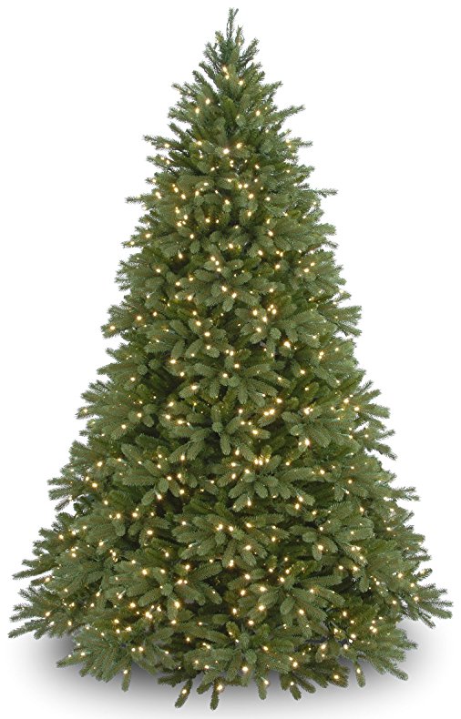 National Tree 9 Foot "Feel Real" Jersey Fraser Medium Fir Tree with 1500 Clear Lights, Hinged (PEJF1-300-90)