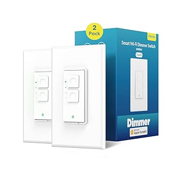 Meross Smart Dimmer Switch, Single Pole WiFi Light Switch Works with Apple HomeKit, Alexa, Remote/Voice Control and Schedule, Neutral Wire Required, 2.4GHz WiFi Only, No Hub Required, 2 Pack