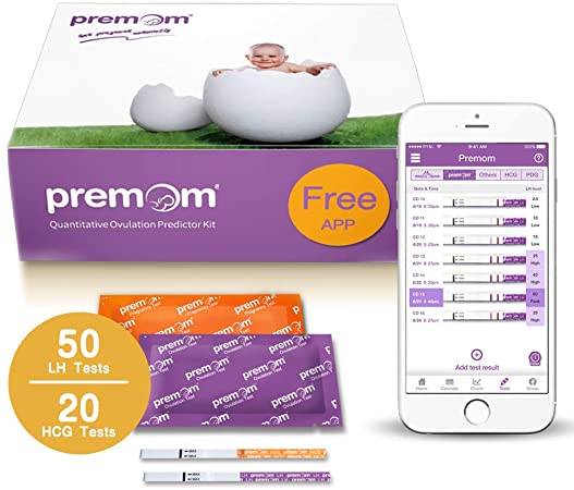 Quantitative Ovulation Predictor Kit, 50 Ovulation Tests   20 Pregnancy Tests, Premom Advanced Ovulation Test Strips Combo with Numerical Results, Smart Digital Ovulation Reader APP, PMS-5020