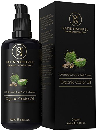 Organic castor oil for lashes, skin & hair - 200ml of the highest quality - clean & natural in light protection bottle with pump - 100% cold-pressed & native, pure natural & certified organic - moisturising eyelash serum castor oil for healthy nails, body & face, lashes - hair oil skin oil face oil body oil