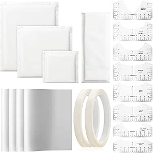 Tatuo 18 Pcs Heat Press Pillow Kit 4 Size Heat Pressing Transfer Pillows, 4 Heat Transfer Sheets, 2 Heat Resistant Tapes and 8 Size Shirt Rulers for Heat Press Sublimation Projects(White)