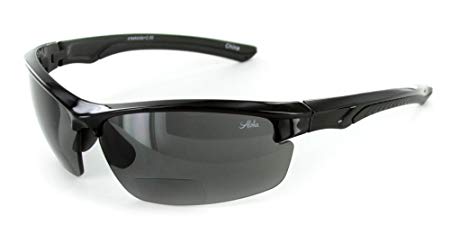 Creekside® Mens Bifocal Polarized Wrap-Around Safety Sport Sunglasses for Golf, Fishing, Cycling, Hunting, Shooting (Black/Smoke  2.50)