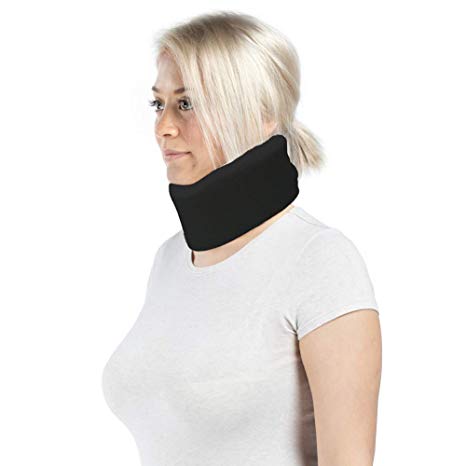 Soft Foam Neck Brace Cervical Collar, Adjustable Neck Support Brace for Sleeping - Relieves Neck Pain and Spine Pressure Black Medium