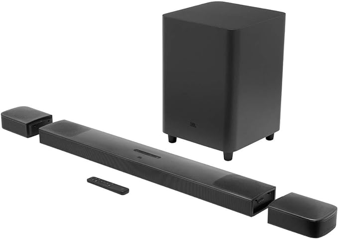 JBL Bar 9.1 Channel 3D Surround Sound Soundbar with Wireless Detachable Rear Speakers - 5.1.4-Channel, Bluetooth, AirPlay 2, & Chromecast, 820W, USB, HDMI, Bar 9.1, Black