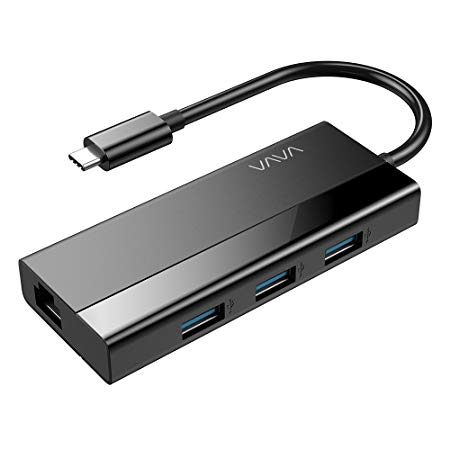 VAVA USB C Hub, 4-in-1 Adapter with Gigabit Ethernet Port & 3 USB 3.0 Ports for MacBook & Windows USB C Laptops