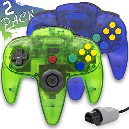 N64 Controller, Wired N64 Games Gamepad for 64-bit System Console Video Game (Pack of 2)