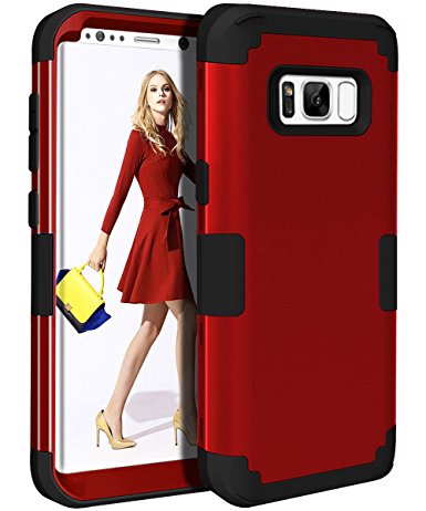 Galaxy S8 Case,Samsung Galaxy S8 Cse,TOPSKY Three Layer Heavy Duty High Impact Resistant Hybrid Protective Cover Case For Samsung Galaxy S8,Red