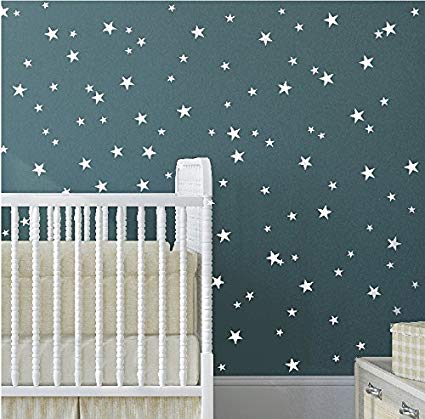 Multi-Size Stars Pattern Wall Decor Stickers For Home Decoration -Removable DIY Vinyl Decal for Kids room Nursery Decor Wall Stickers& Mural (White)