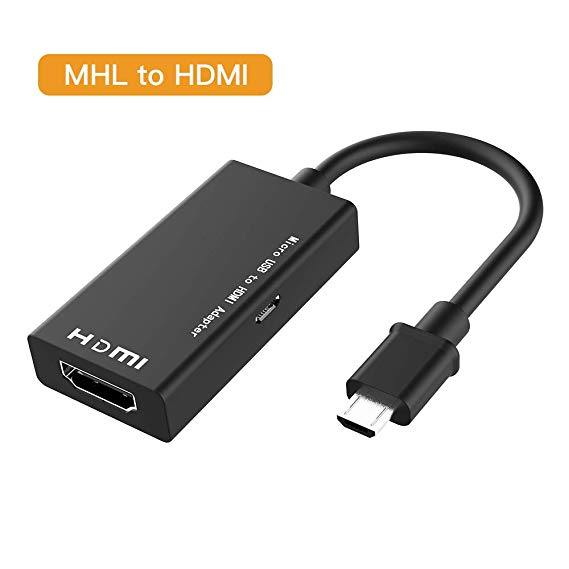 MHL Micro USB to HDMI Cable Adapter, MHL to HDMI 1080P Video Graphic Converter, Compatible with Samsung Galaxy S5, S4, S3 etc (Black-1)