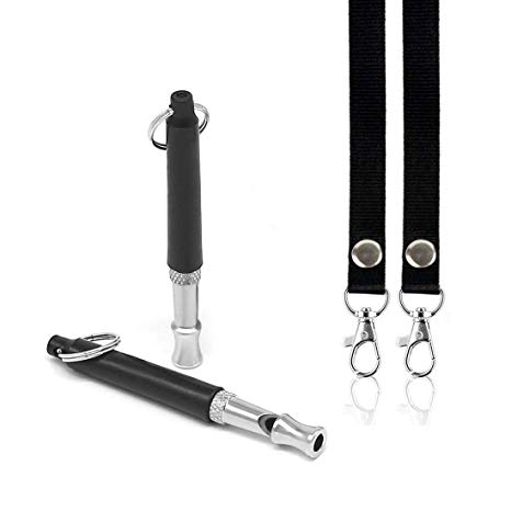 Mumu Sugar Dog Whistle to Stop Barking, Adjustable Pitch Ultrasonic Training Tool Silent Bark Control for Dogs- Pack of 2 PCS Whistles with 2 Free Lanyard Strap