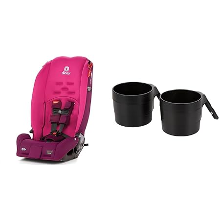 Diono Radian 3R, 3-in-1 Convertible Car Seat, Pink Blossom & XL Car Seat Cup Holders for Radian and Everett Car Seats, Pack of 2 Cup Holders, Black