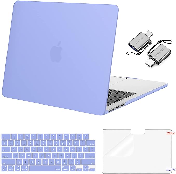 MOSISO Compatible with MacBook Air 13.6 inch Case 2022 2023 Release A2681 M2 Chip Liquid Retina Display Touch ID, Plastic Hard Case&Keyboard Skin&Screen Protector&Type C Adapter 2 Pack, Slate Blue