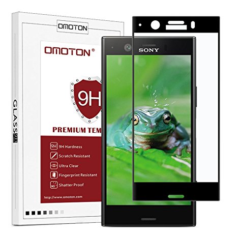 OMOTON Sony Xperia XZ1 Compact Screen Protector, Tempered Glass with 9H Hardness, Full Coverage, No Bubbles, Scratch Resist, HD Clear, Easy Installation