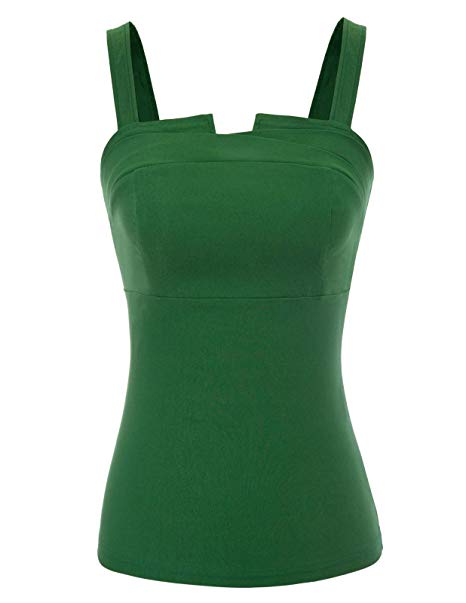 Belle Poque Women's Sleeveless Adjustable Strappy Tank Top 1950s Pin Up Style BP710