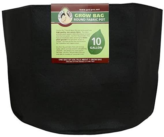Gro Pro Premium Round Fabric Pot 10 Gallon, Black