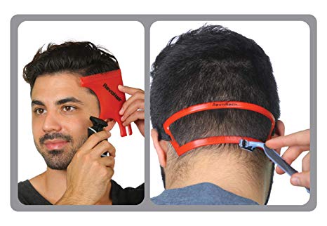 RevoHair & RevoNeck Haircut Tools - Hairline Shaping and Neck Hair Shaving Template Set For Perfect Lineup, Edge Up - One Size Fits All Grooming Kit - Used W/Clippers or Trimmers - Barber Supplies