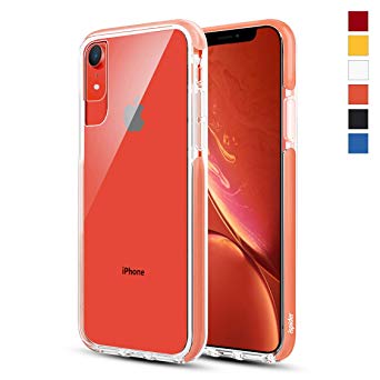 Ispider Crystal Clear Case Designed for iPhone XR, [3-Meter Anti-Fall] Premium Protective, Slim Case for Apple iPhone XR, [Hard PC Back and Dual-Layer Reinforced TPU Bumper Frame] - Coral