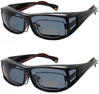 2 Pair Polarized Fit Over Wear Over Reading Glasses Lens Cover Sunglasses