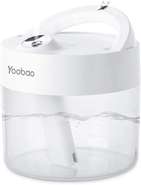 Yoobao Cool Mist Humidifiers, 1L Small Humidifiers for Bedroom 3000mAh Battery Cordless, Quiet Air Baby Humidifiers with Adjustable Mist/Night Light, Auto Shut Off for Kids Home Office Nursery, White