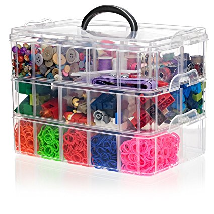 California Home Goods Snapcube Stackable Arts & Crafts Organizer Case, Clear, Perfect Storage for Thread, Shopkins Littlest Pet Shop Figures, Rainbow Loom, Perler Beads, Figurines, Accessories