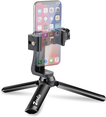 Zeadio Metal Mini Tripod   Tripod Smartphone Holder with Cold-Shoe Mount, Fits for Smooth 4, Osmo Mobile, Vimble 2, Gimbal Handle Grip Stabilizer, iPhone and All Android Smartphones