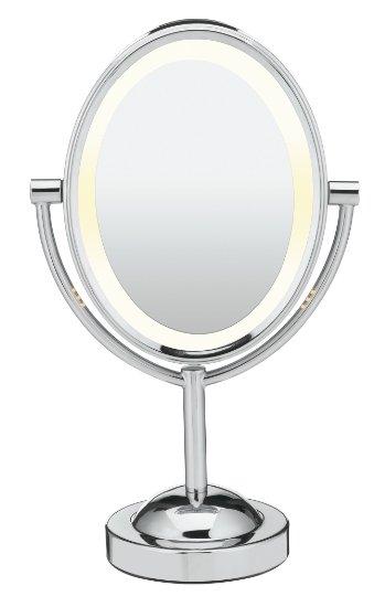 Conair Oval Double-Sided Lighted Makeup Mirror, Polished Chrome Finish