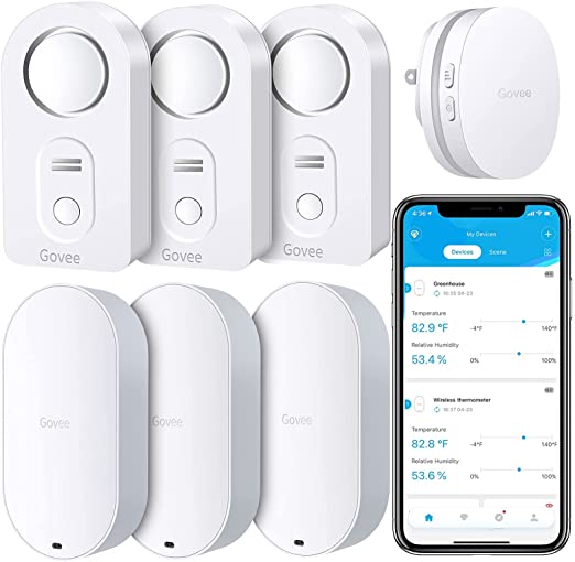 Govee WiFi Water Sensor 3 Pack Bundle with Govee WiFi Hygrometer Thermometer (3 Sensors 1 Gateway) with App Alerts, for Home, Basement