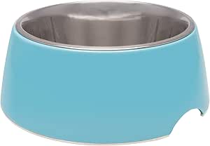 Loving Pets - Retro Bowl Dog Food Water Bowl No Tip Stainless Steel Elevated Pet Bowl No Skid Spill Proof (Medium, Blue)