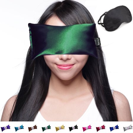 Hot Cold Lavender Eye Pillow and Free Eye Mask for Sleep, Yoga, Migraine Headaches, Stress Relief. By Happy Wraps - Emerald